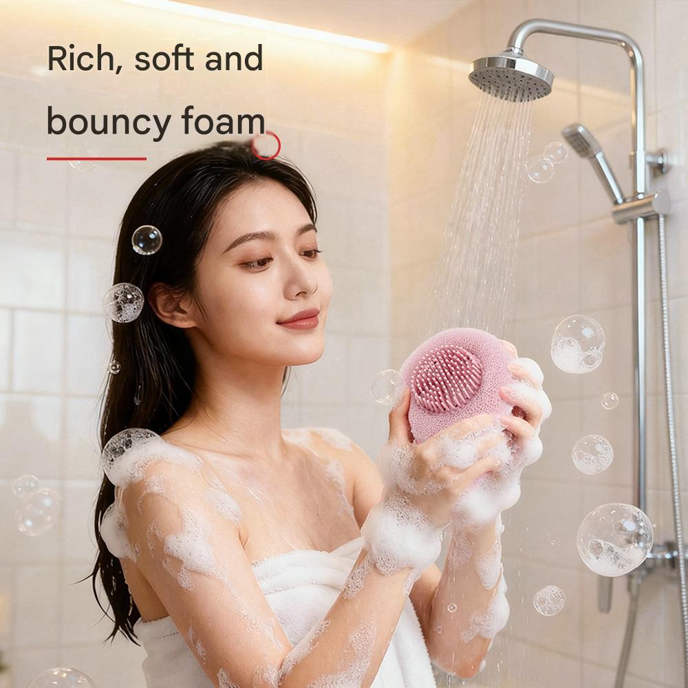New bath ball with suction cup, exfoliating and foaming, soft and non-spoiling, hanging bath towel.