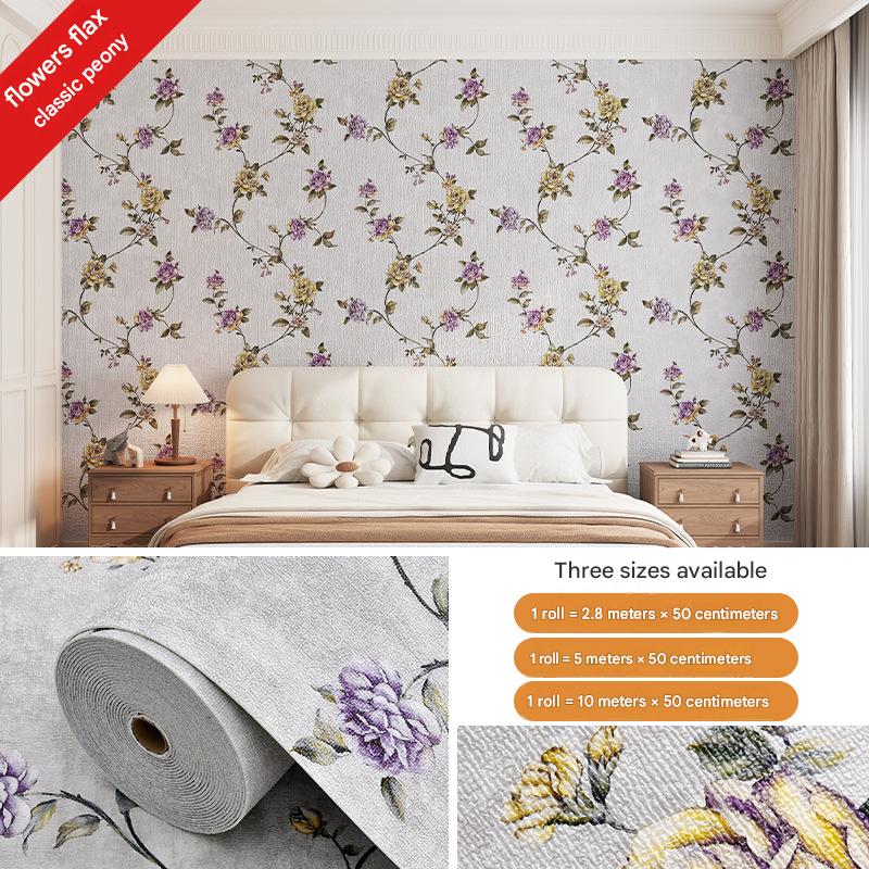 Home wallpaper, self-adhesive, thickened, French country style background wall wallpaper decoration, waterproof and stain resistant, suitable for living room.