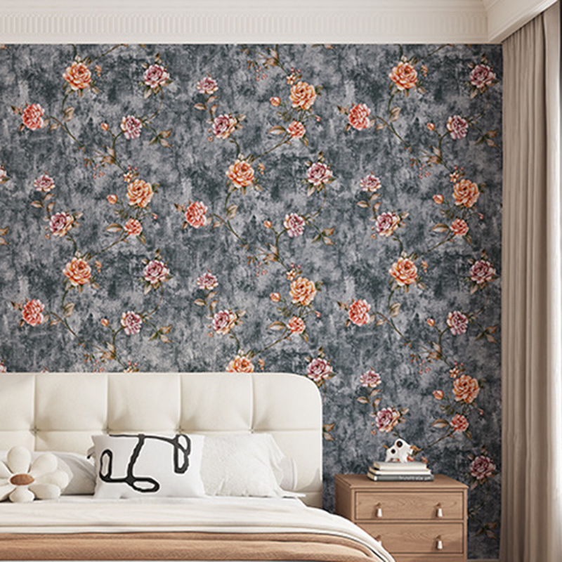 Home wallpaper, self-adhesive, thickened, French country style background wall wallpaper decoration, waterproof and stain resistant, suitable for living room.