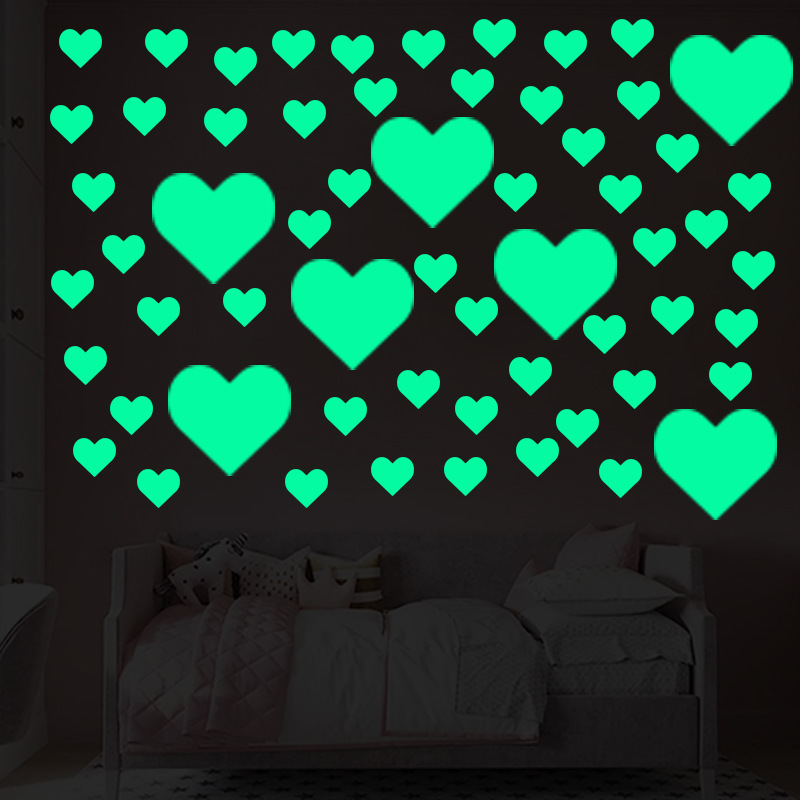 Glow-in-the-dark star wall stickers for living room and bedroom light switches; children's polka dot and heart DIY creative glow-in-the-dark stickers.