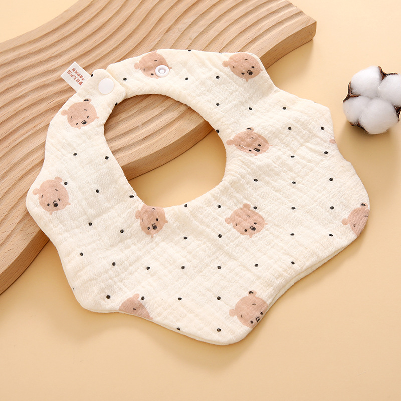 Baby bibs made of six layers of pure cotton gauze, soft and adjustable 360°.
