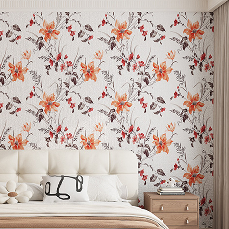 Home wallpaper, self-adhesive, thickened, French country style background wall wallpaper decoration, waterproof and stain resistant, suitable for living room.