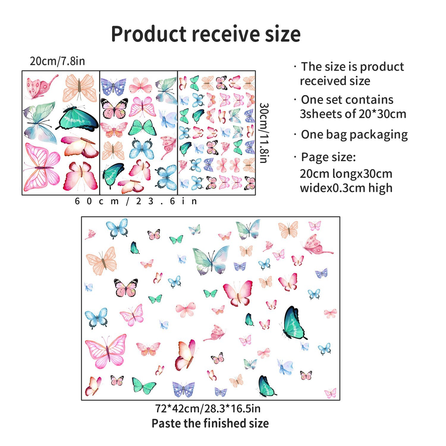 57 glow-in-the-dark butterfly stickers for bedroom, living room, and wall decoration.