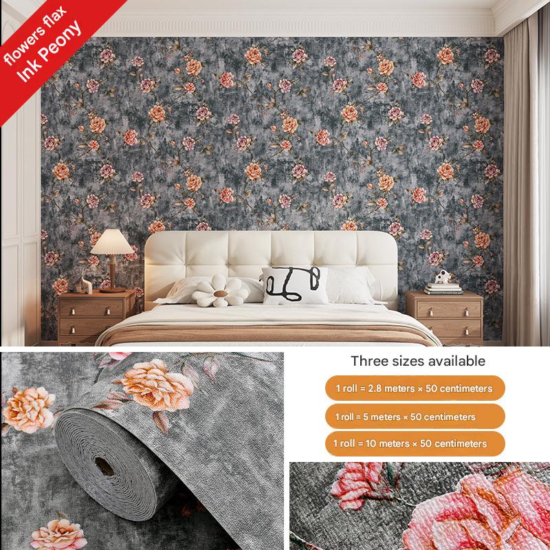 Home wallpaper, self-adhesive, thickened, French country style background wall wallpaper decoration, waterproof and stain resistant, suitable for living room.