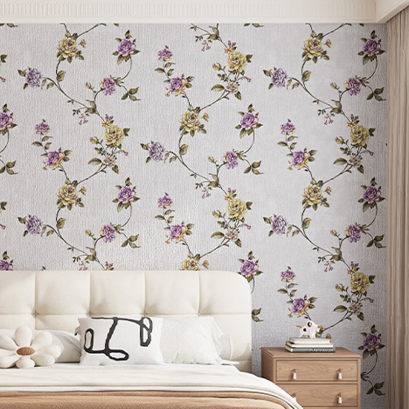 Home wallpaper, self-adhesive, thickened, French country style background wall wallpaper decoration, waterproof and stain resistant, suitable for living room.