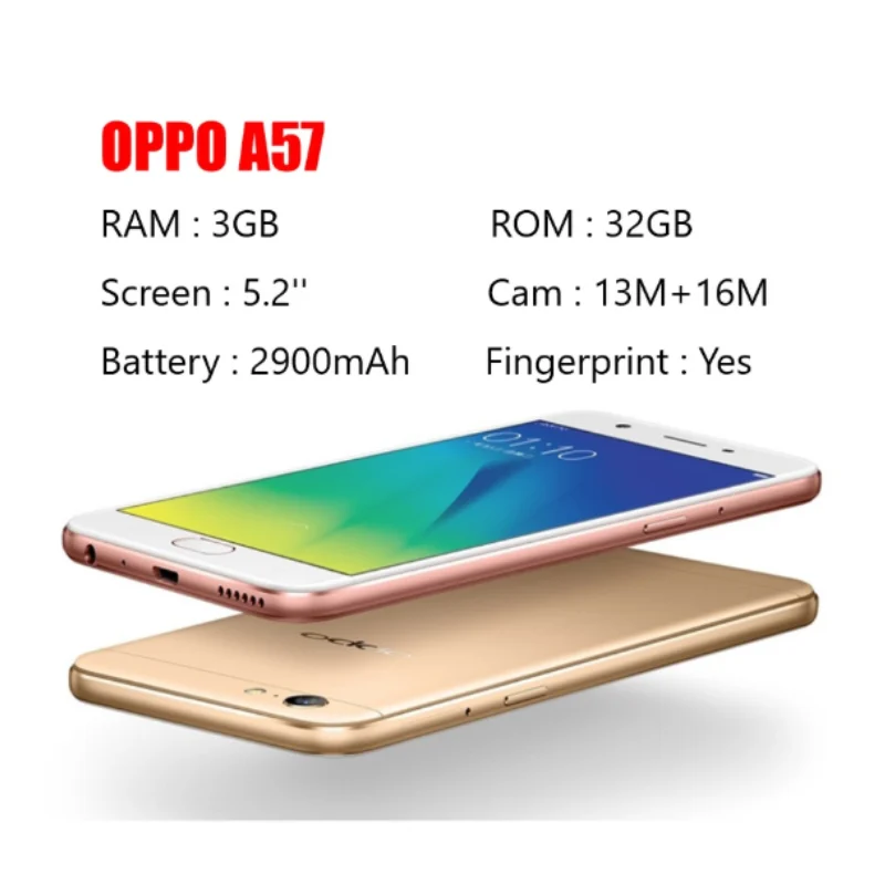 Refurbished OPPO A57 3GB RAM 32GB ROM Storage 5" Screen 2630 mAh Dual SIM 5MP+8MP Android Smartphones/ Mobile Phones