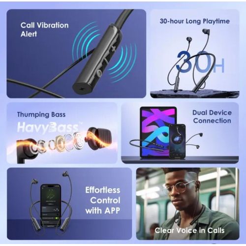 Jbl Necklace Lite Wireless Bluetooth Neckband Earphones with Deep Bass Stereo Sound Long Battery Life Fast Charging Magnetic Earbuds Built In Microphone In Line Controls Comfortable Secure Fit