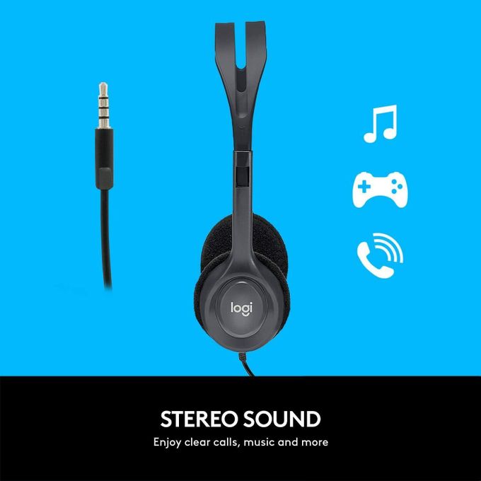 Logitech Stereo Headset H111 + USB Type-A Interface Noise-Cancelling Microphone