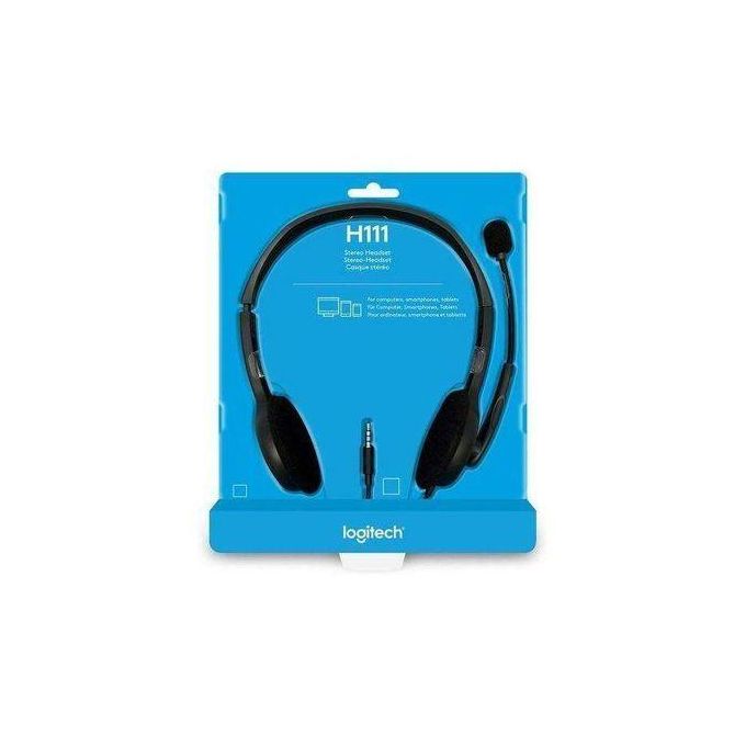 Logitech Stereo Headset H111 + USB Type-A Interface Noise-Cancelling Microphone