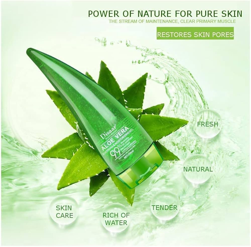 Dr. Dess Aloe Vera Soothing Gel Sunburn Repair Gel 99% Natural Vera Content Treat Sunburns and Repairs Skin Faster Hydrating and Moisturizing gel