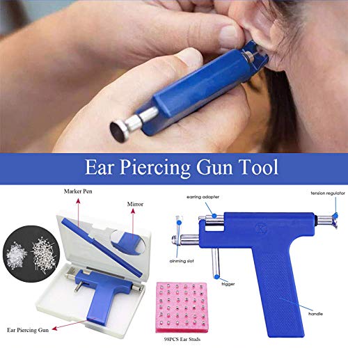 Latest Safety Professional Ear Piercing Gun Tool Set with Earrings Plugs Studs Ear Nose Lips Body Piercing Machine Fashion Metal Piercing Gun Body Jewellery Gifts  Reusable Tools Beauty Kit Set
