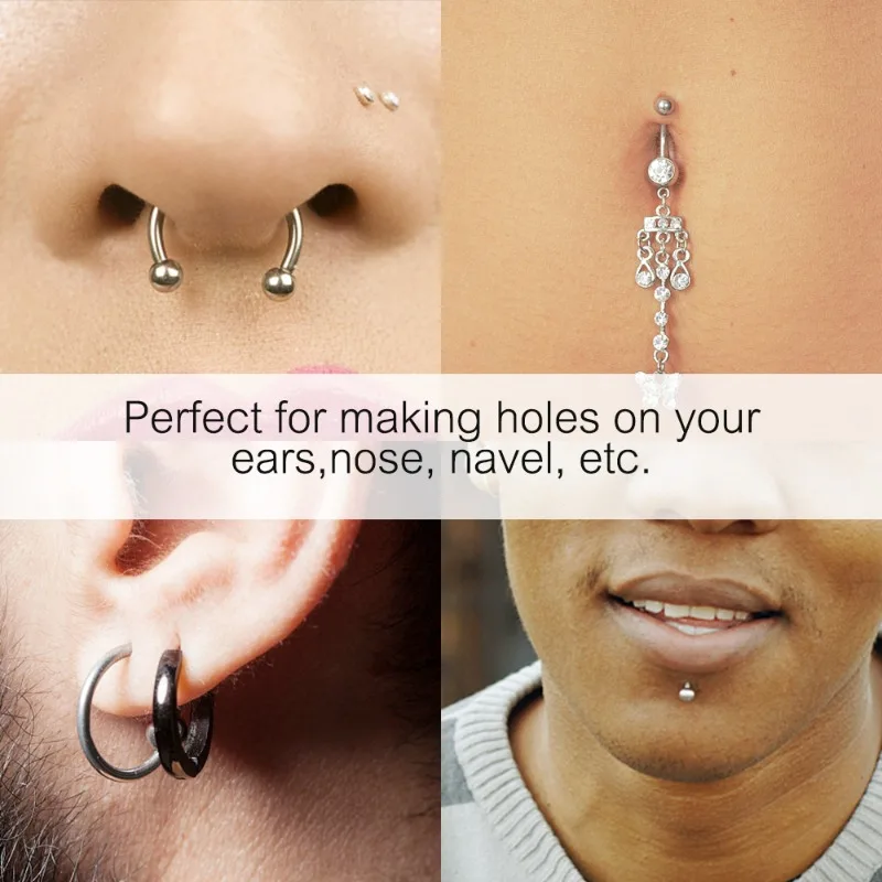 Latest Safety Professional Ear Piercing Gun Tool Set with Earrings Plugs Studs Ear Nose Lips Body Piercing Machine Fashion Metal Piercing Gun Body Jewellery Gifts  Reusable Tools Beauty Kit Set