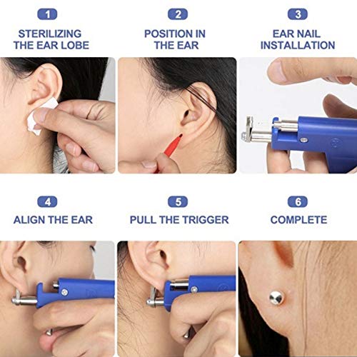 Latest Safety Professional Ear Piercing Gun Tool Set with Earrings Plugs Studs Ear Nose Lips Body Piercing Machine Fashion Metal Piercing Gun Body Jewellery Gifts  Reusable Tools Beauty Kit Set