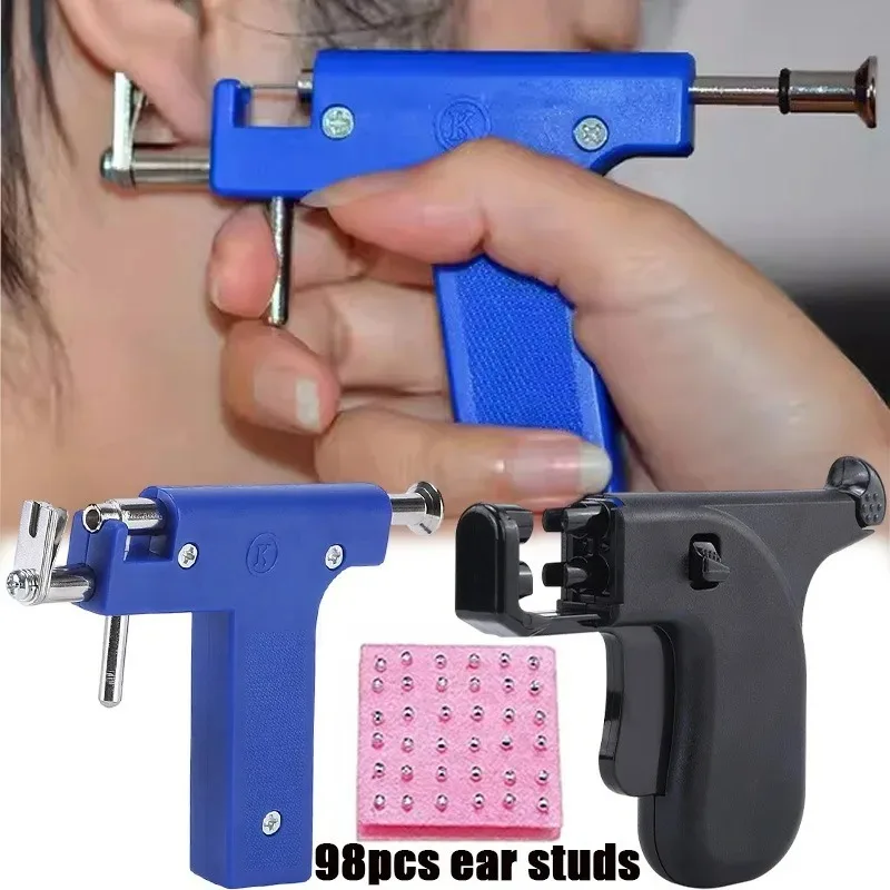 Latest Safety Professional Ear Piercing Gun Tool Set with Earrings Plugs Studs Ear Nose Lips Body Piercing Machine Fashion Metal Piercing Gun Body Jewellery Gifts  Reusable Tools Beauty Kit Set