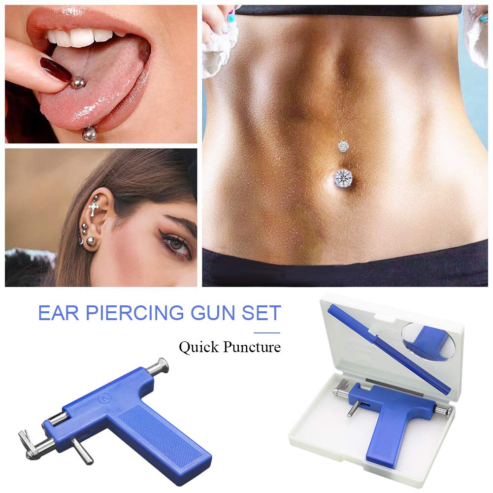 Latest Safety Professional Ear Piercing Gun Tool Set with Earrings Plugs Studs Ear Nose Lips Body Piercing Machine Fashion Metal Piercing Gun Body Jewellery Gifts  Reusable Tools Beauty Kit Set