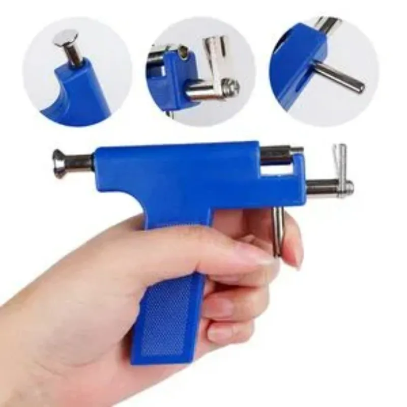 Latest Safety Professional Ear Piercing Gun Tool Set with Earrings Plugs Studs Ear Nose Lips Body Piercing Machine Fashion Metal Piercing Gun Body Jewellery Gifts  Reusable Tools Beauty Kit Set