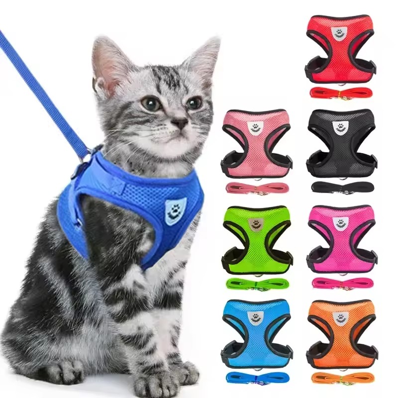 1PC Summer small dog pet chest and back breathable dog chest and back suit cat outdoor traction rope child collar