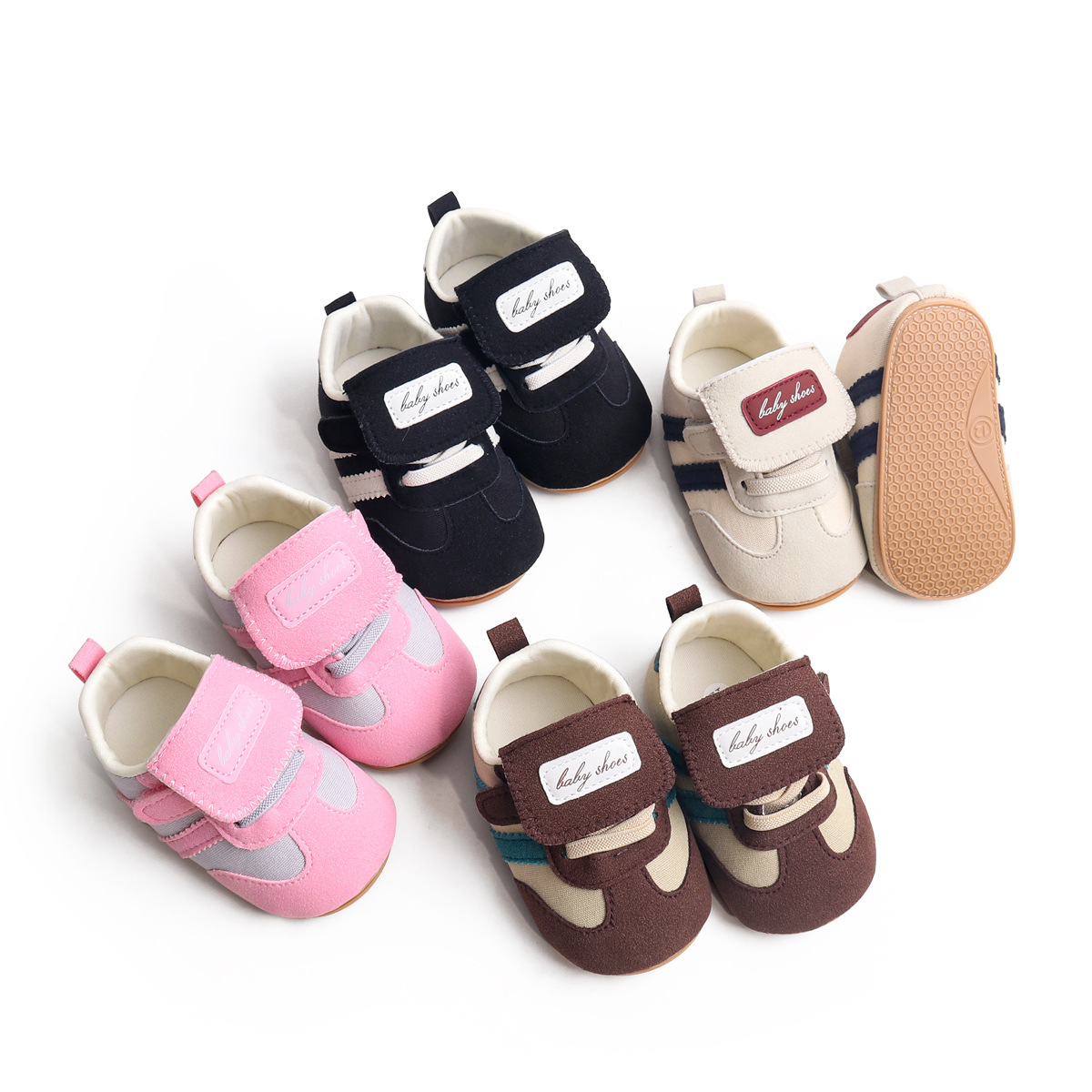 Spring And Summer Newborn Baby Boys And Girls First Walking Shoes Casual Sports Style Indoor Outdoor Toddler Shoes With TPR Sole