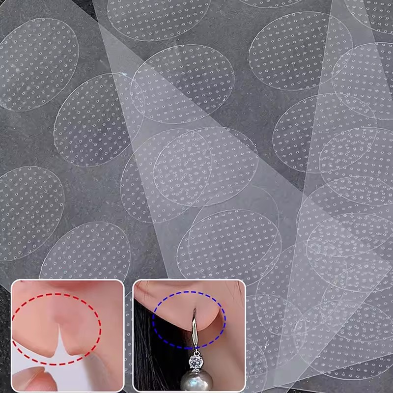 100Pcs Clear Invisible Earlobes Protective Stickers For Stretched Ear Lobes And Relieve Strain From Heavy Earrings