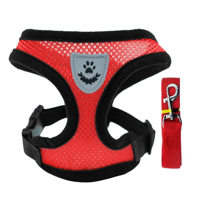 1PC Summer small dog pet chest and back breathable dog chest and back suit cat outdoor traction rope child collar