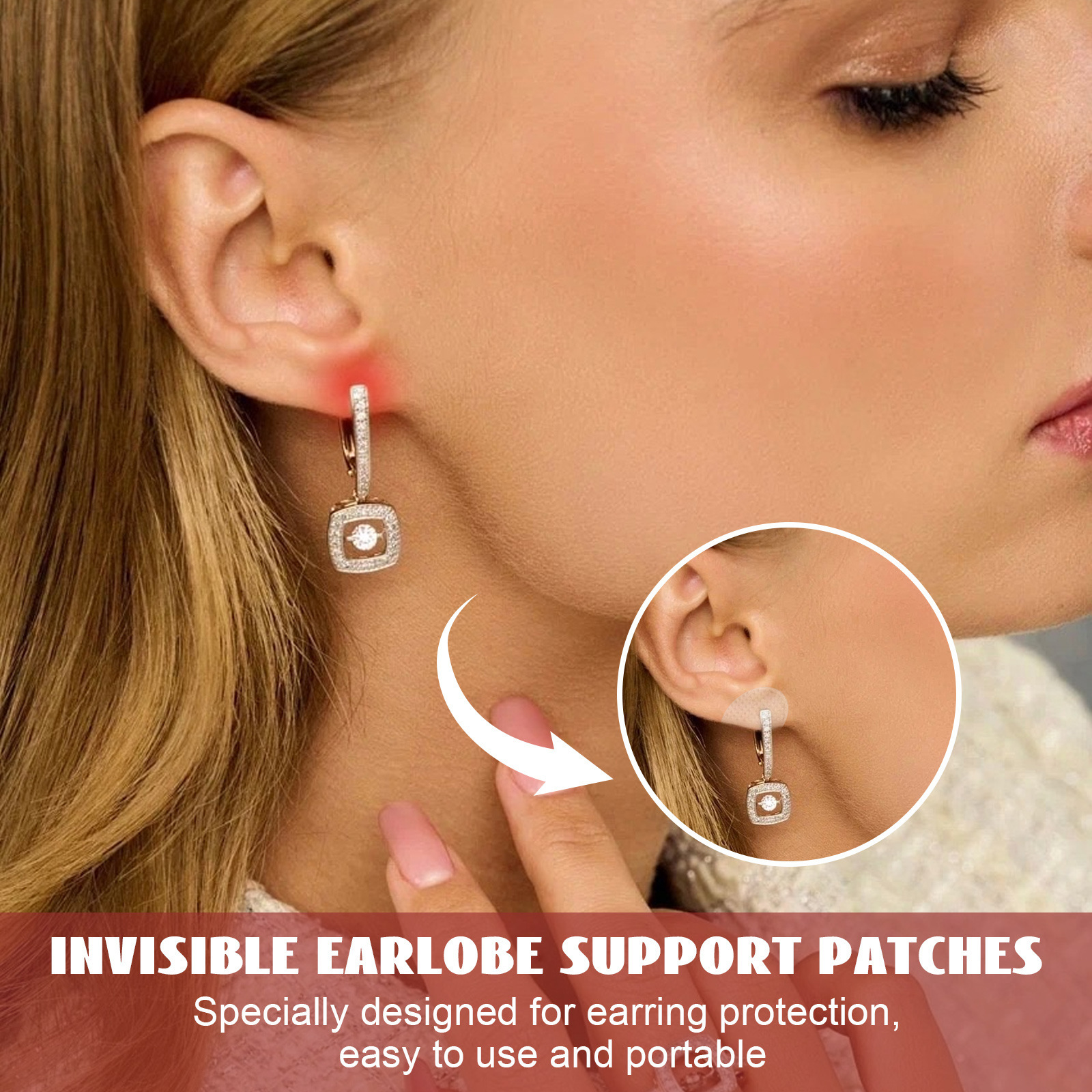 100Pcs Clear Invisible Earlobes Protective Stickers For Stretched Ear Lobes And Relieve Strain From Heavy Earrings