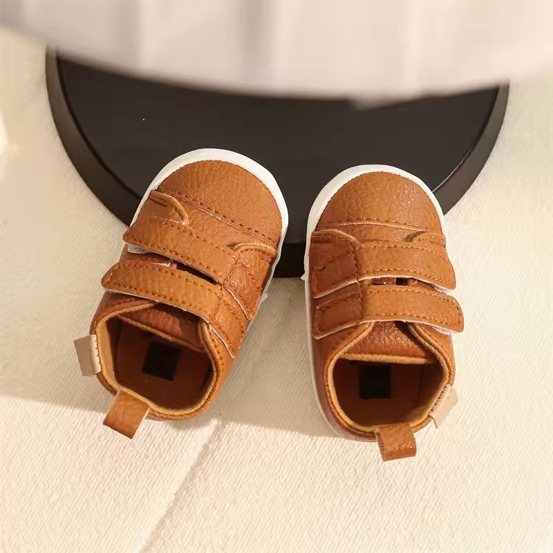 Meckior Baby Boys Girls Shoes Classic Unisex PU Leather Toddler Rubber Sole Anti-slip First Walkers Infant Moccasins Baby Shoes
