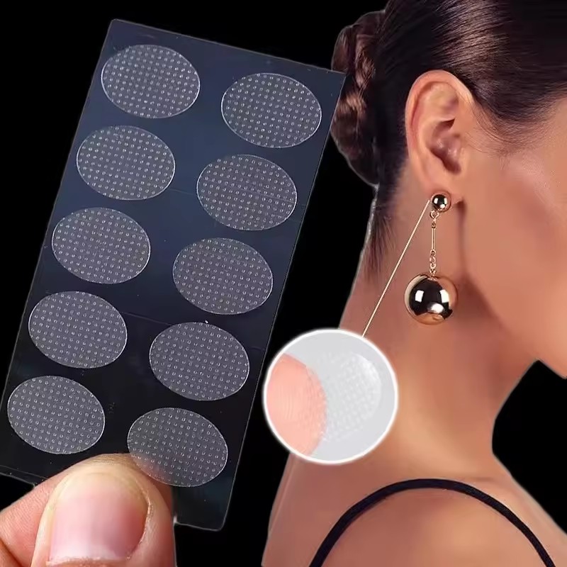 100Pcs Clear Invisible Earlobes Protective Stickers For Stretched Ear Lobes And Relieve Strain From Heavy Earrings