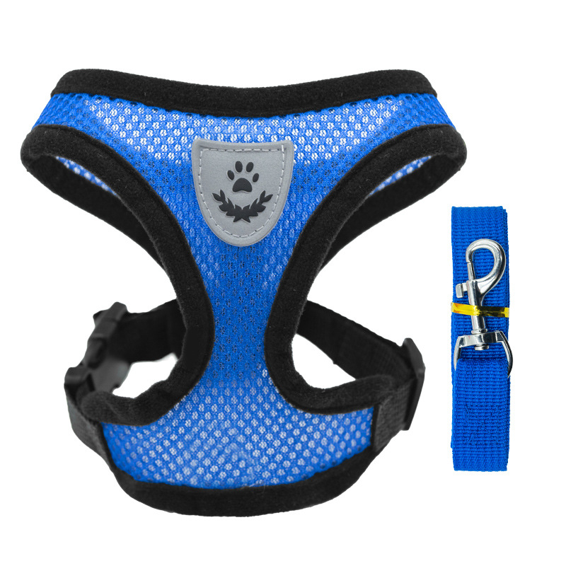 1PC Summer small dog pet chest and back breathable dog chest and back suit cat outdoor traction rope child collar