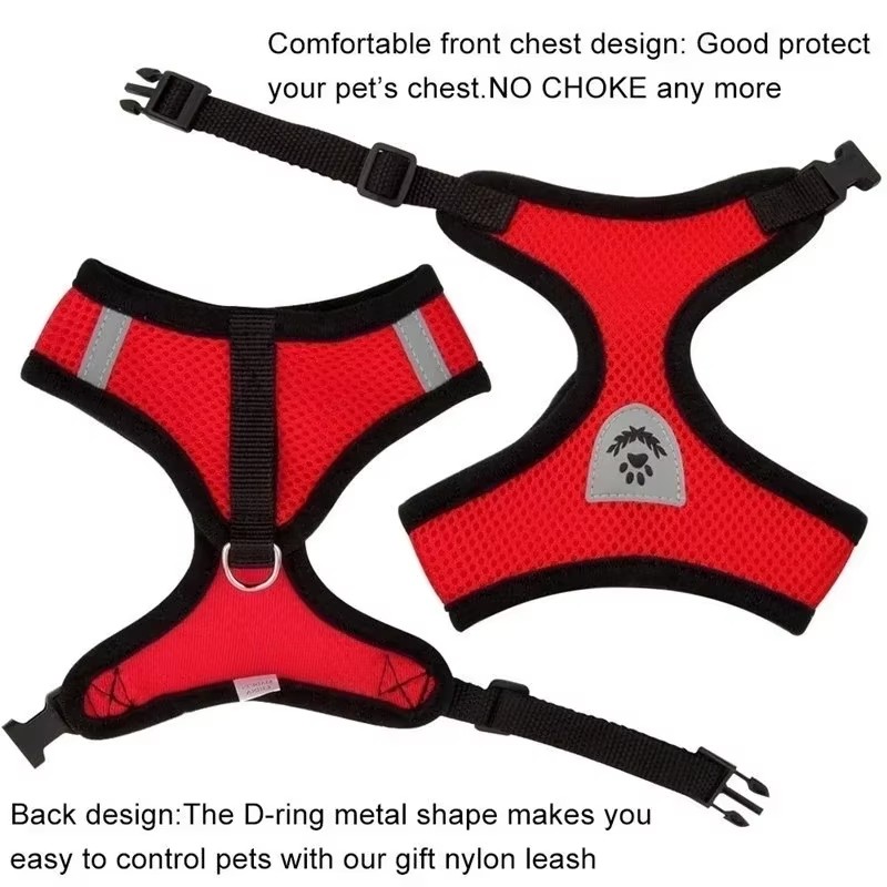 1PC Summer small dog pet chest and back breathable dog chest and back suit cat outdoor traction rope child collar