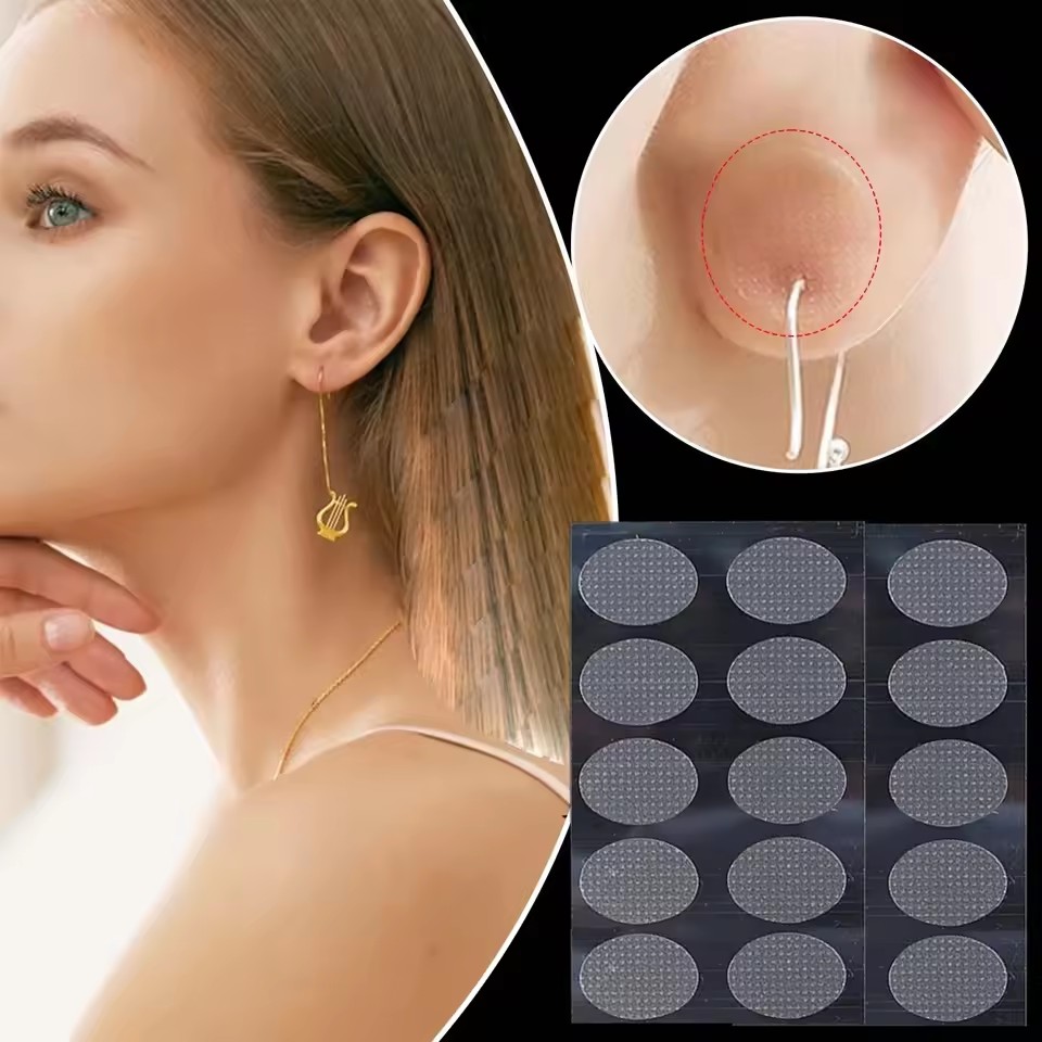 100Pcs Clear Invisible Earlobes Protective Stickers For Stretched Ear Lobes And Relieve Strain From Heavy Earrings