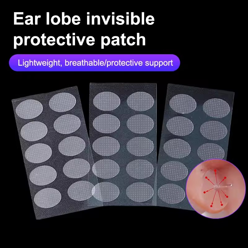 100Pcs Clear Invisible Earlobes Protective Stickers For Stretched Ear Lobes And Relieve Strain From Heavy Earrings