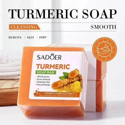 SADOER Turmeric Anti Acne Soap,Tend Skin Moisturizing Deep Cleansing Face and Body Tumeric Soap