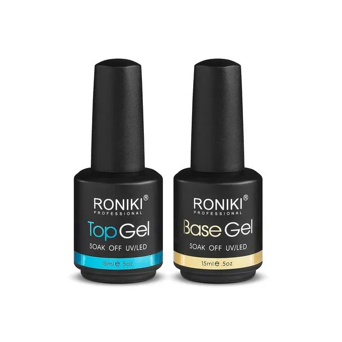 Roniki Soak Off Gel Nail Polish Top Coat & Base Coat- 15ml