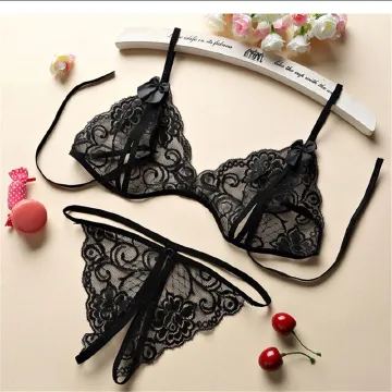 Hot Sale Women Fun Lingerie Underwear Three-Point Open Cut Breast Revealing Bikini Lace Lady Pajama Set Girls Thong Two-Piece Set Best Wives Gift Giving Clothing women clothes
