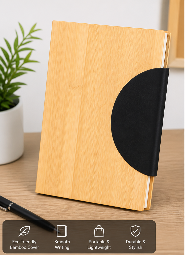 A5 Eco-friendly Black Bamboo Notebook Diary - 2026