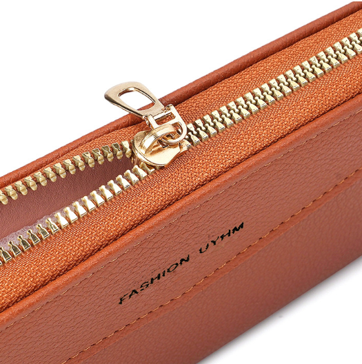 Women Wallet PU Leather Purse Female Long Wallet Women's High-End Portable Wallet Long Style Zipper Coin Purse Simple Lychee Texture PU Clutch Bag Daily Use Travel Party