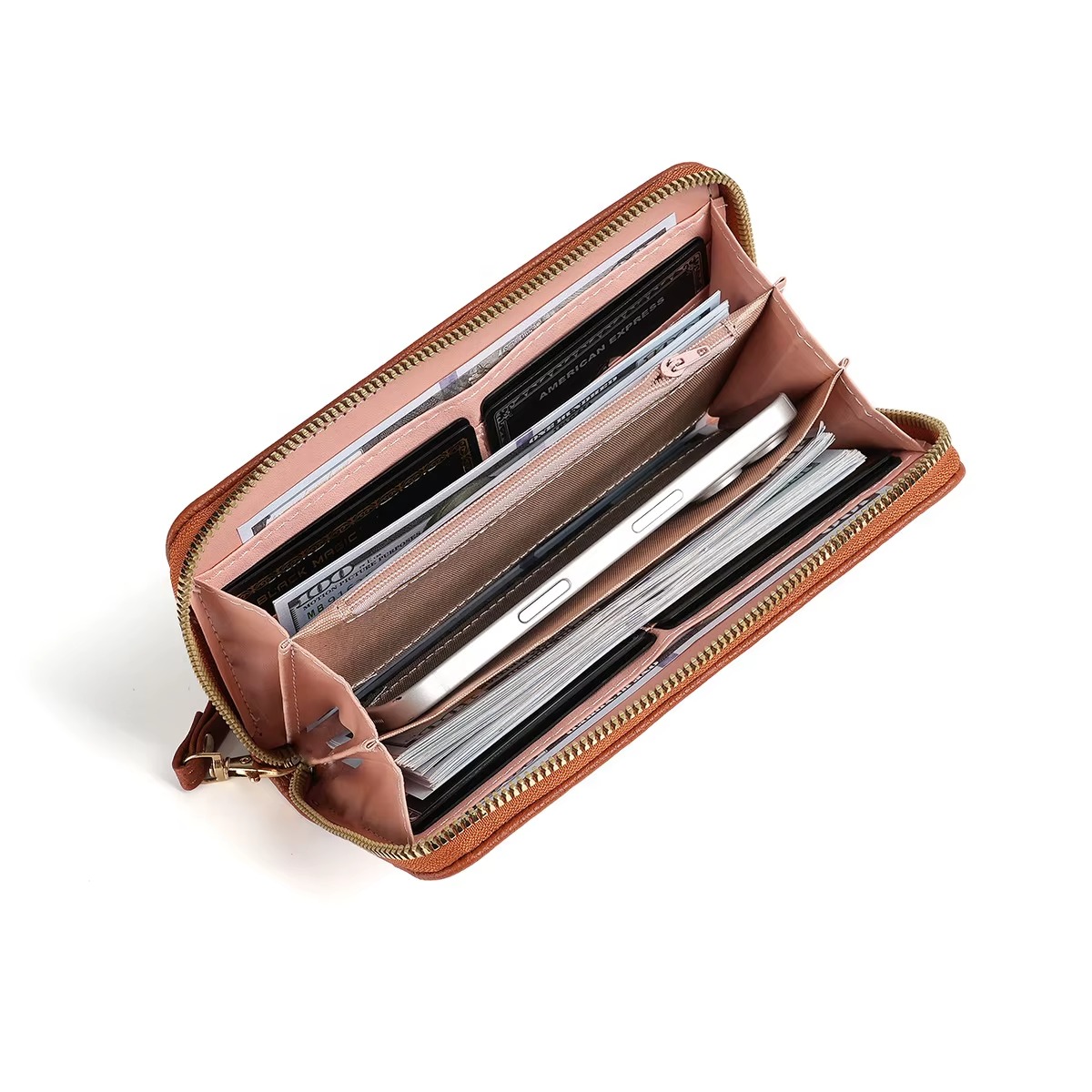 Women Wallet PU Leather Purse Female Long Wallet Women's High-End Portable Wallet Long Style Zipper Coin Purse Simple Lychee Texture PU Clutch Bag Daily Use Travel Party