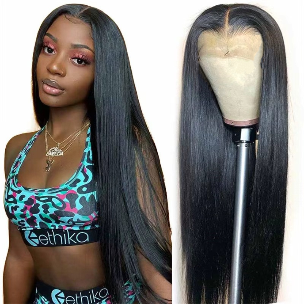 26 Inch Long Straight Wig for Lady Front Lace Wig Natural Looking Long Straight Wigs Fashion Lace Wigs for Women Multi Color Hair Wig with Free Wig Cap