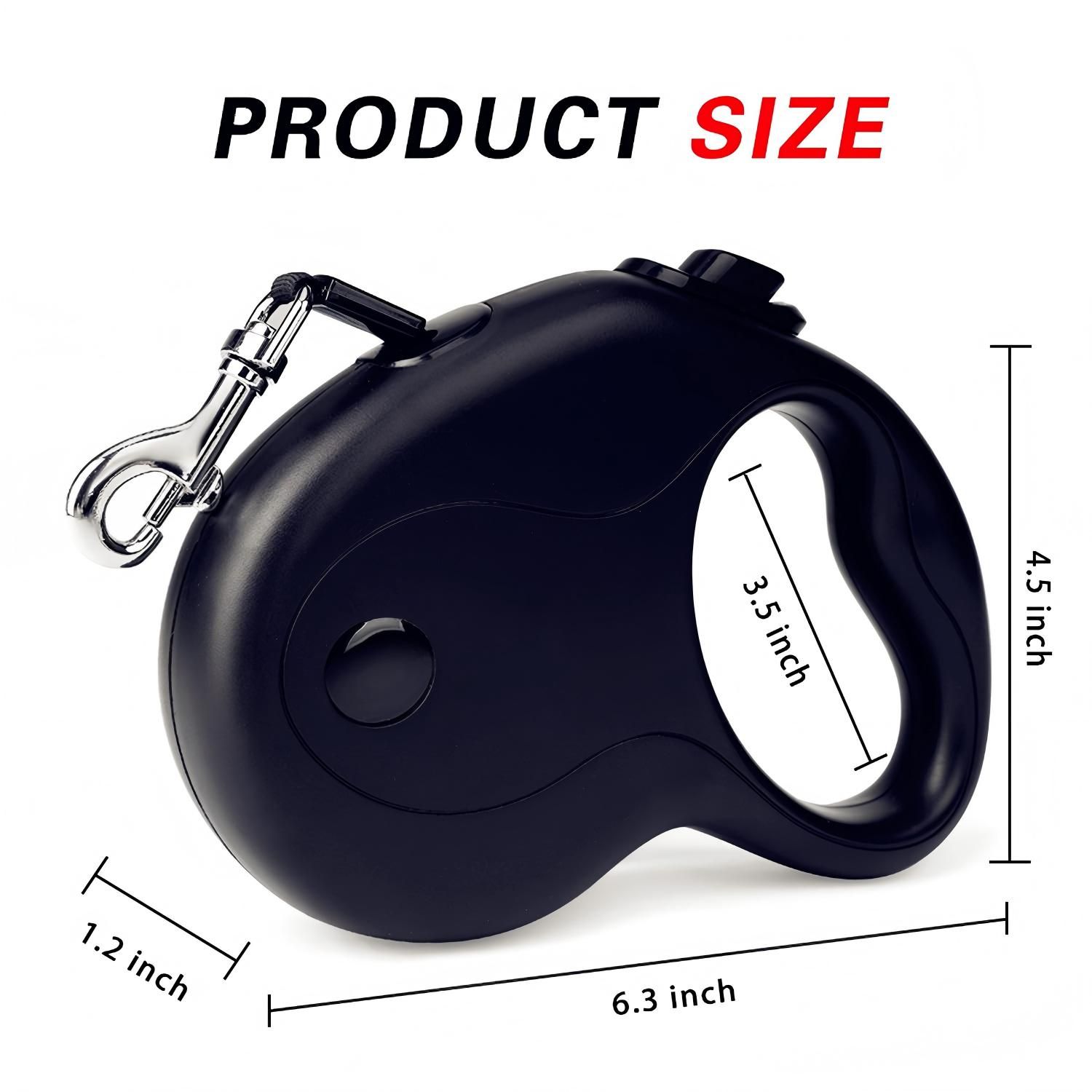 16Ft Retractable Dog Leash,Light Weight Leash for Small to Medium Dogs/Cats Up to 50lbs,Stainless Steel Spring Strong Nylon Tape, Tangle Free, One-Handed Brake.(Black)