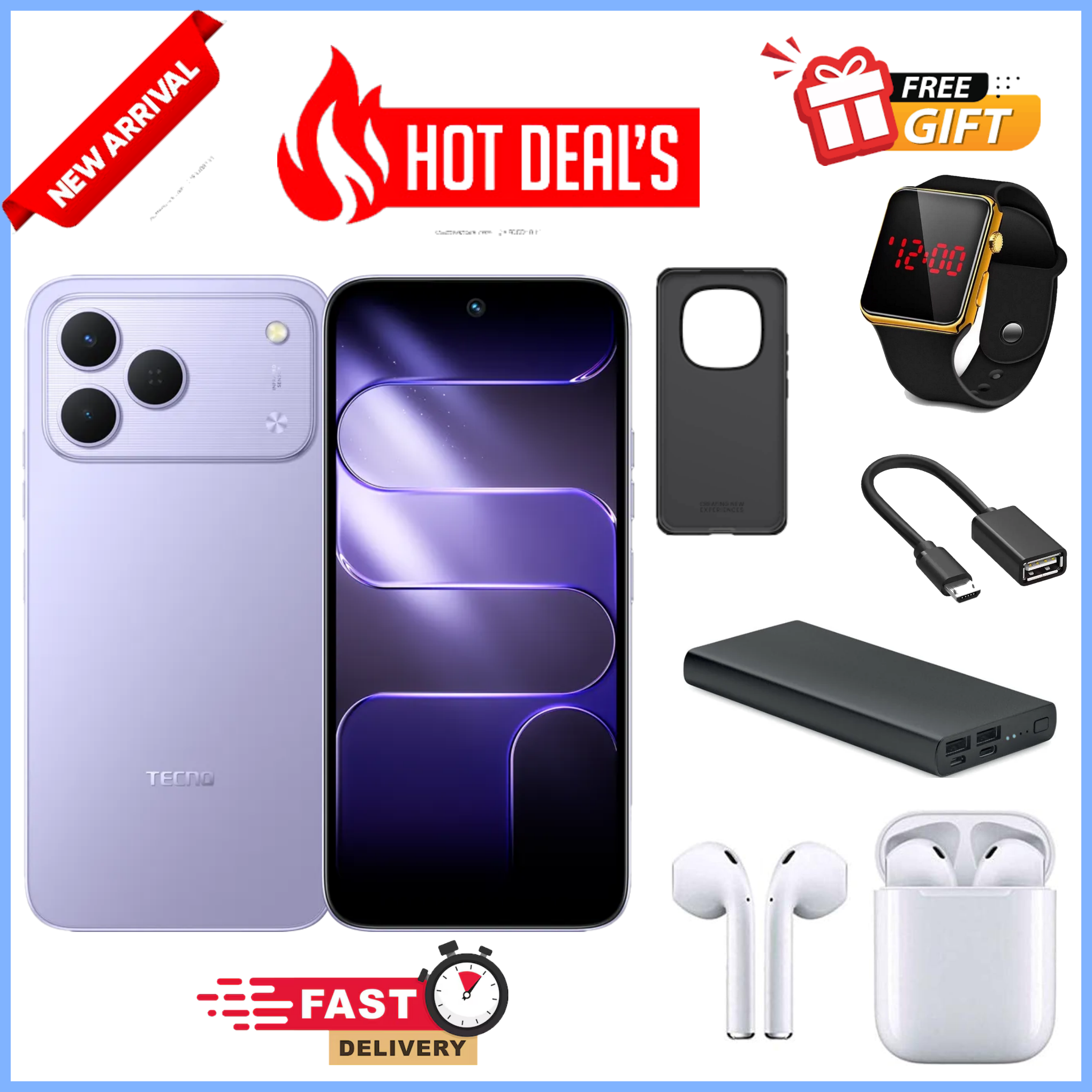 NEW ARRIVAL DEAL!!Tecno Spark 50 128GB/256GB + UpTo 8GB/16GB EXTENDED  6.67''  Camera 50MP Main Camera 45W Super Charging 5200mAh smartphone.+FREE GIFTS