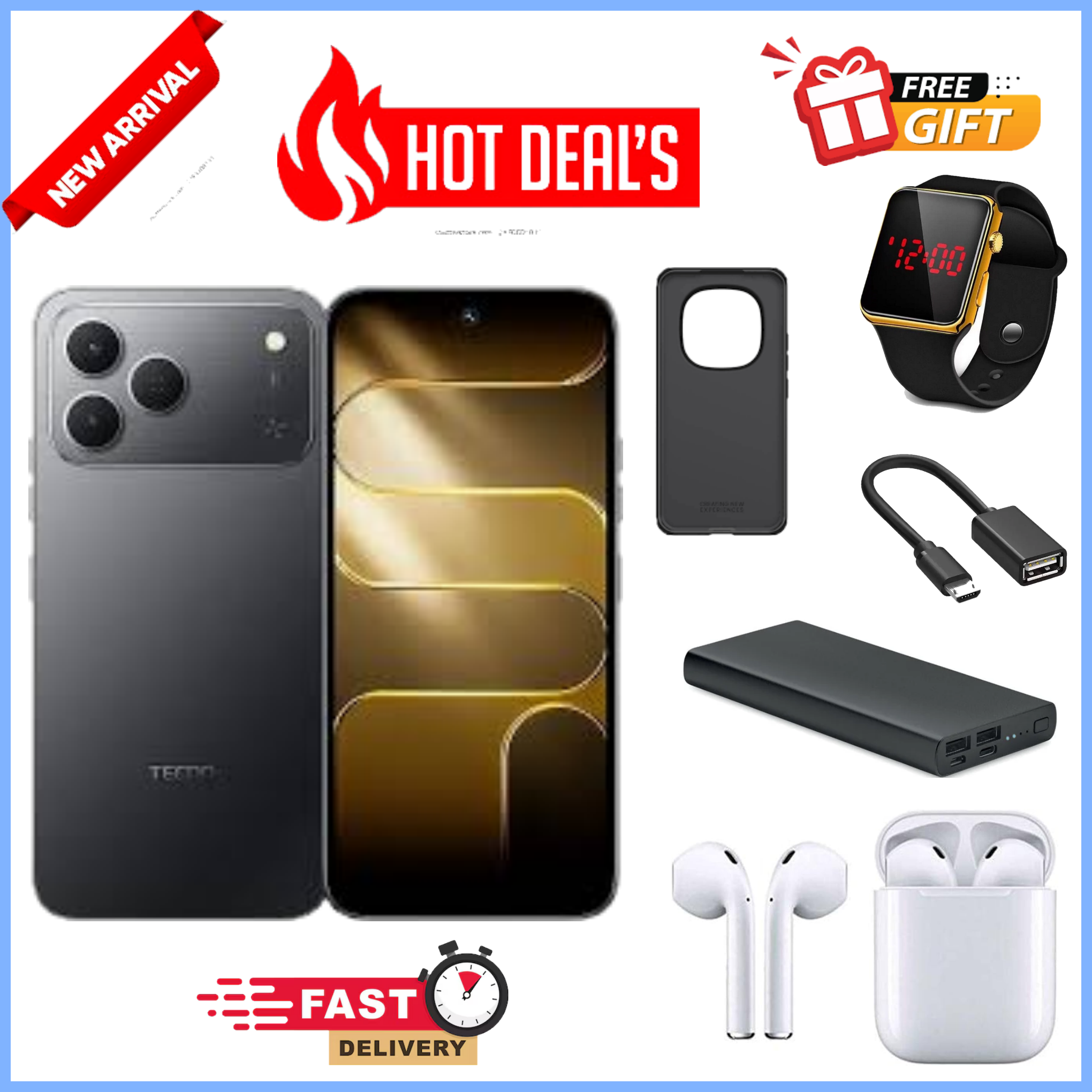 NEW ARRIVAL DEAL!!Tecno Spark 50 128GB/256GB + UpTo 8GB/16GB EXTENDED  6.67''  Camera 50MP Main Camera 45W Super Charging 5200mAh smartphone.+FREE GIFTS