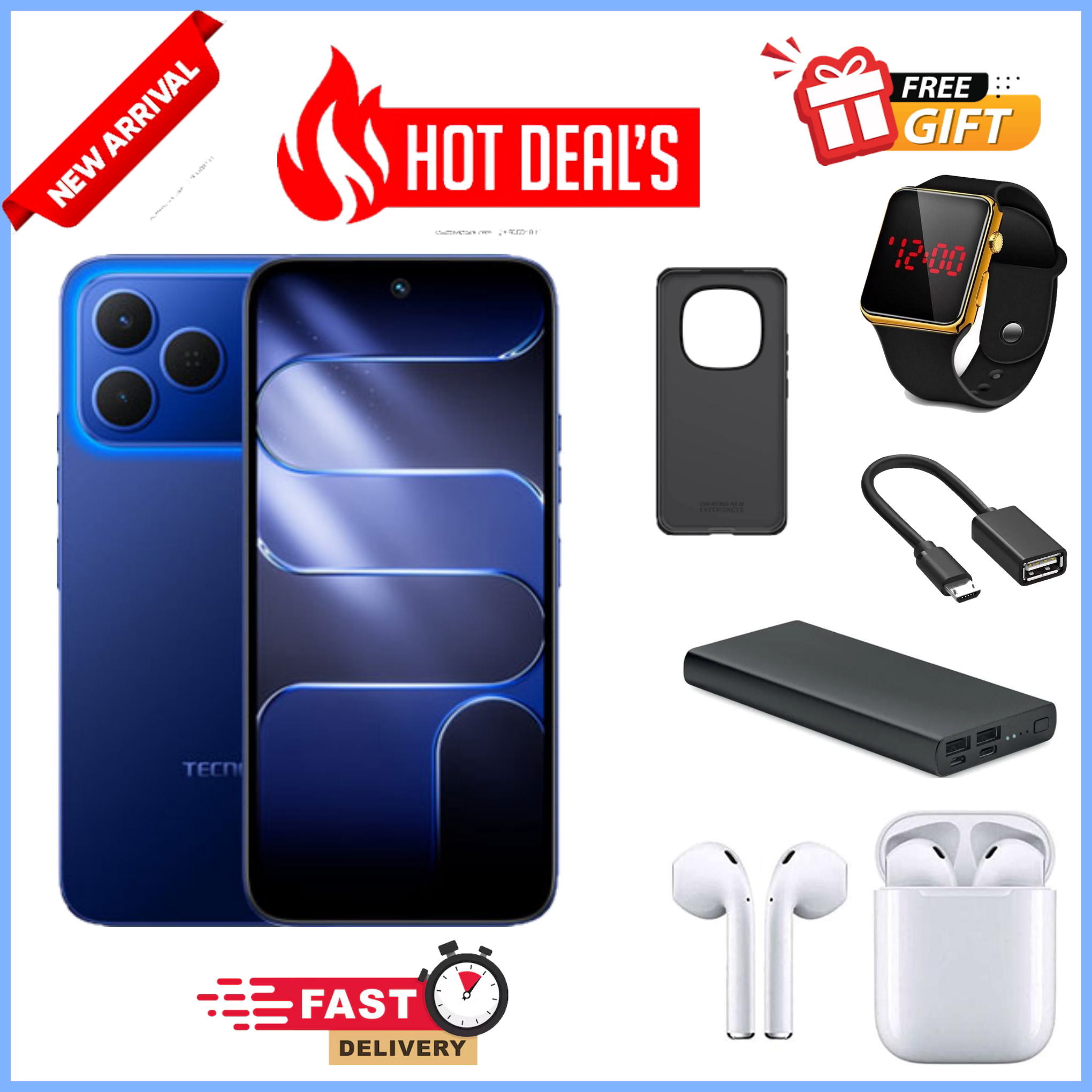 NEW ARRIVAL DEAL!!Tecno Spark 50 128GB/256GB + UpTo 8GB/16GB EXTENDED  6.67''  Camera 50MP Main Camera 45W Super Charging 5200mAh smartphone.+FREE GIFTS