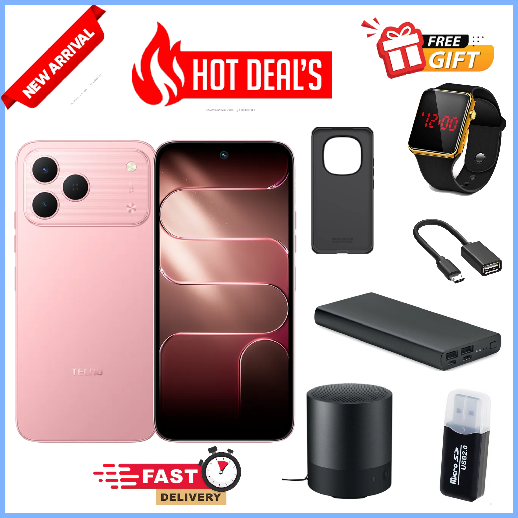 NEW ARRIVAL DEALS!!!Tecno Spark 50 128GB/256GB + UpTo 8GB/16GB EXTENDED  6.67''  Camera 50MP Main Camera 45W Super Charging 5200mAh smartphone.+FREEBIES
