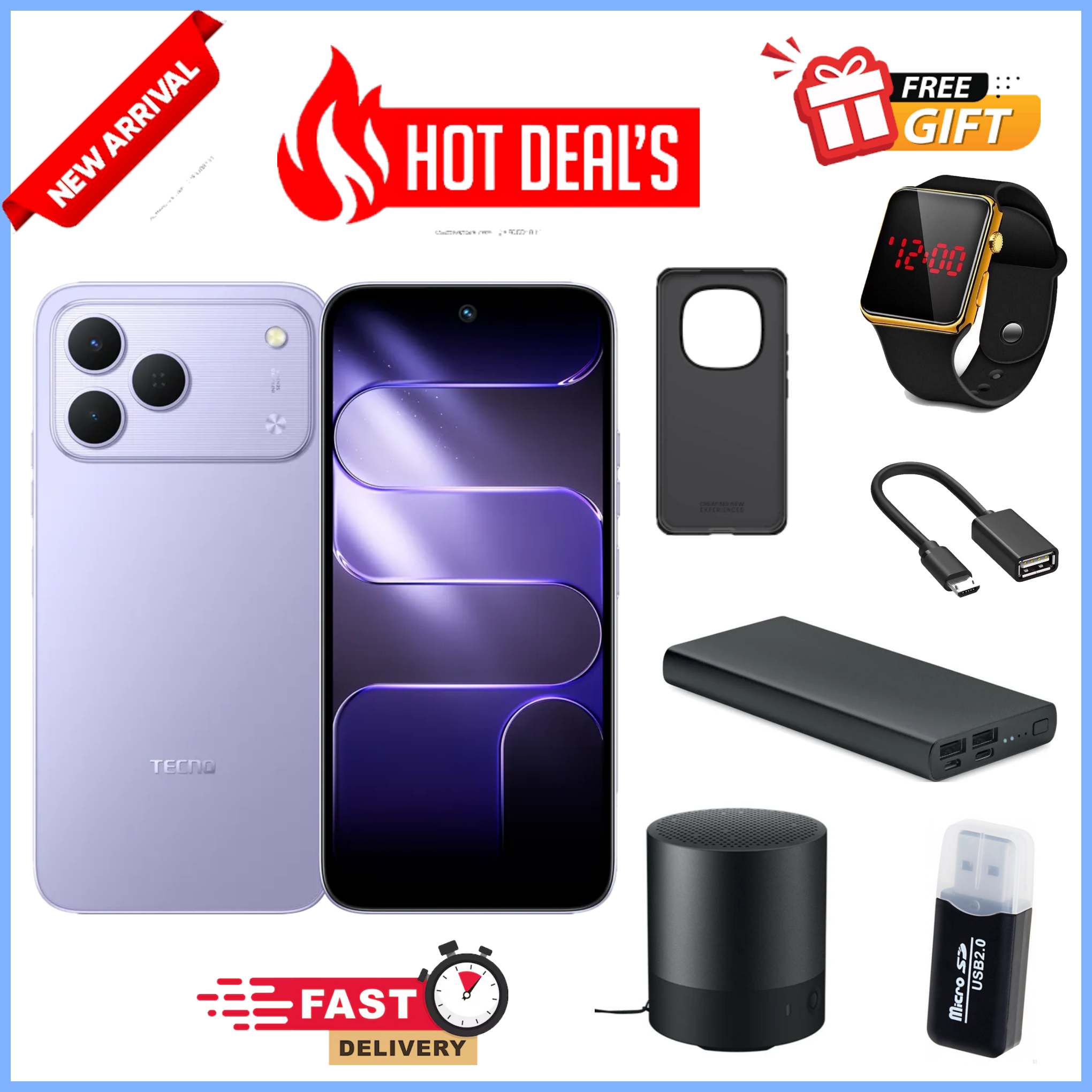 NEW ARRIVAL DEALS!!!Tecno Spark 50 128GB/256GB + UpTo 8GB/16GB EXTENDED  6.67''  Camera 50MP Main Camera 45W Super Charging 5200mAh smartphone.+FREEBIES