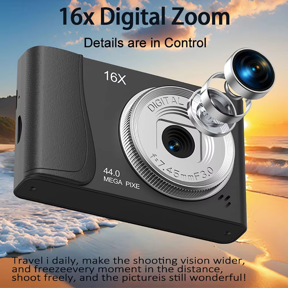 Retro CCD 24 Million Pixels Camcorder 4K Digital Camera 16x Zoom Compact Cameras Auto Focus for Adult Beginners Kids Photograph