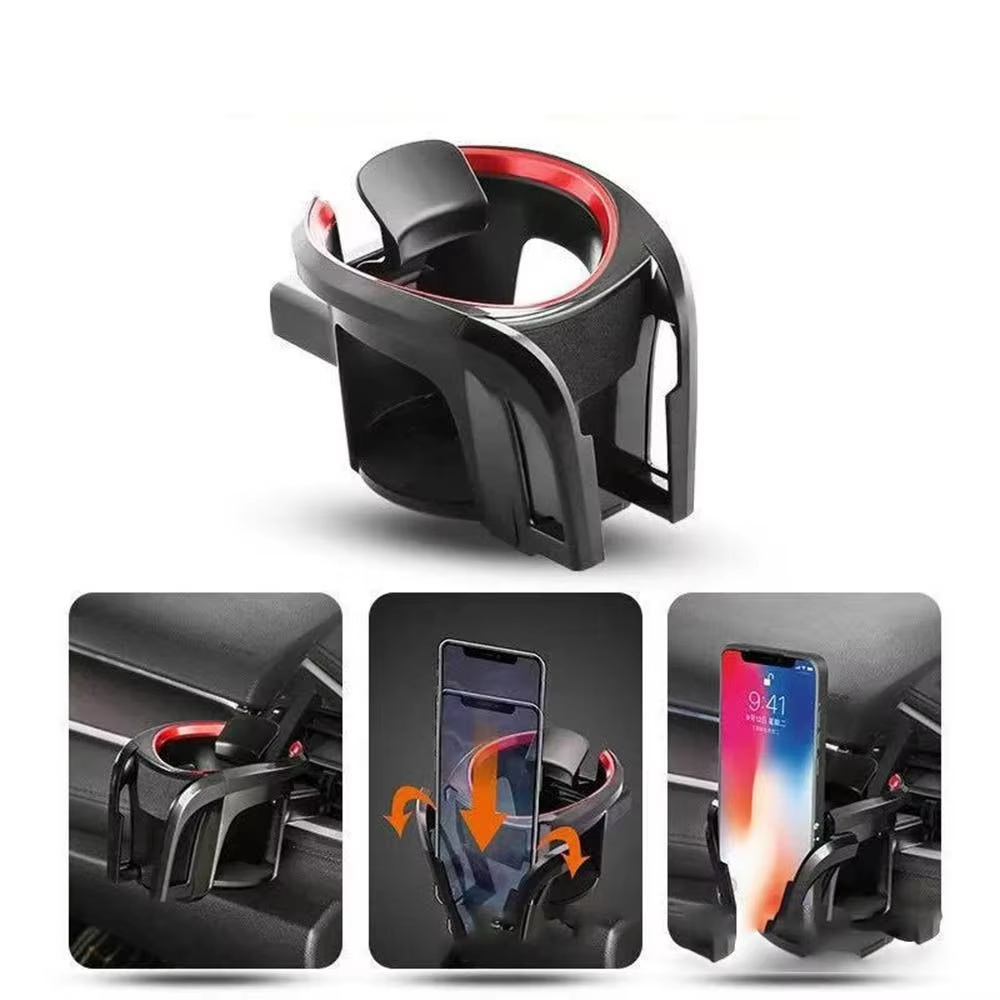 Adjustable Car Cup Holder Smartphone Support Stand Space-Saving Cup Mount Quick Installation Air Vent Mount Vehicles