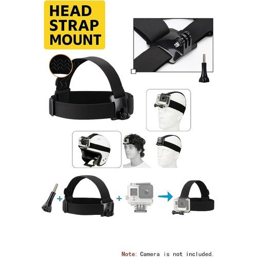 New head-mount phone holder suitable for smartphones and sports cameras, outdoor live streaming stand for first-person video viewing, with phone clip (6-10cm) | Hands-Free Adjustable Head Strap Mount