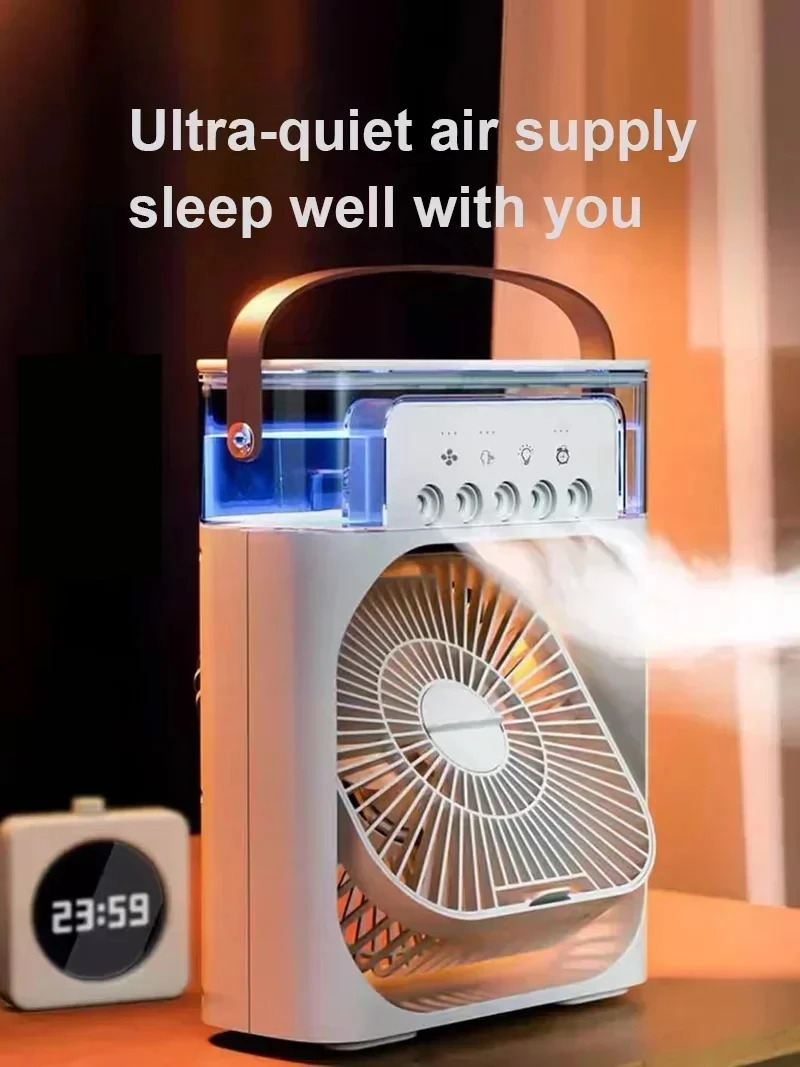 3 In 1 Fan AIr Conditioner Household Mini Air Cooler LED Night Light Portable Humidifier Air Adjustment Fan Office Home Fan