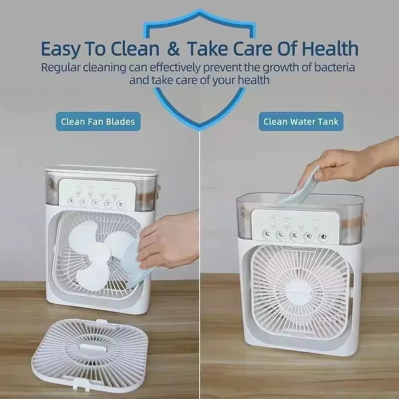 3 In 1 Fan AIr Conditioner Household Mini Air Cooler LED Night Light Portable Humidifier Air Adjustment Fan Office Home Fan