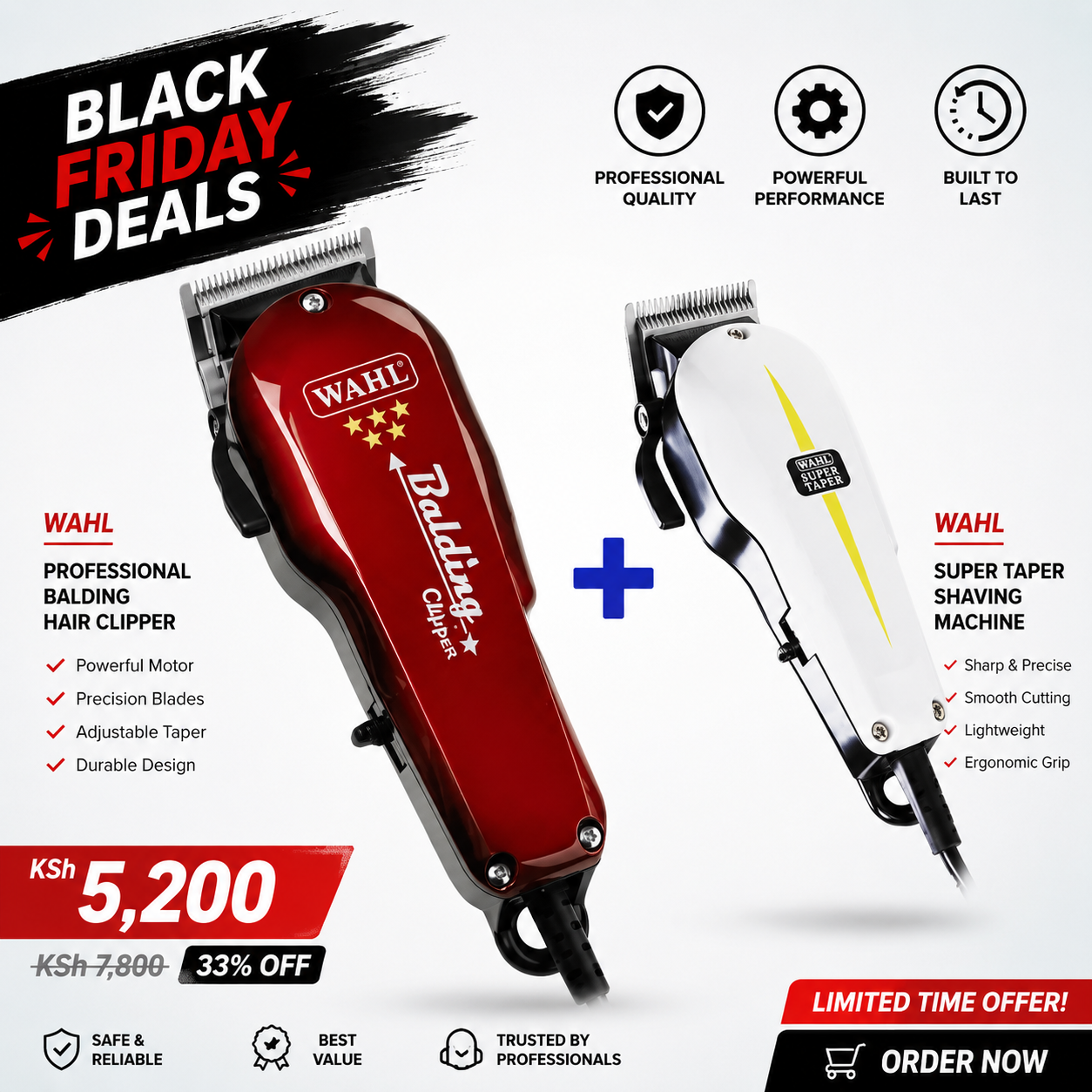 Professional Balding, Hair Cut + Super-Taper Shaving Machine - Kinyozi Machine Combo